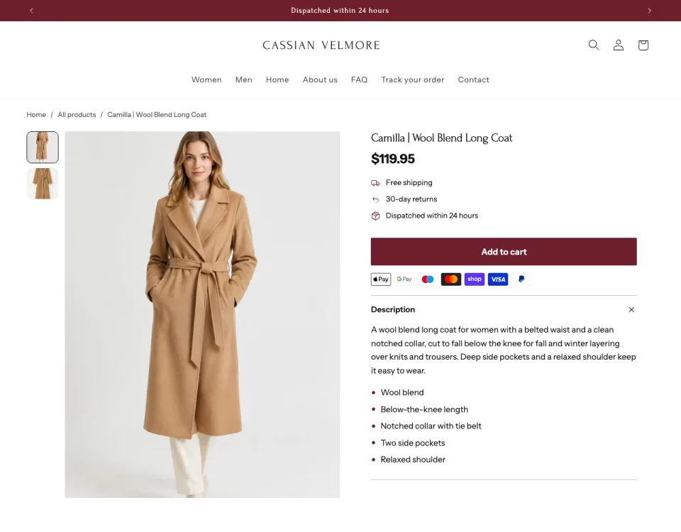 Cassian Velmore · product page
