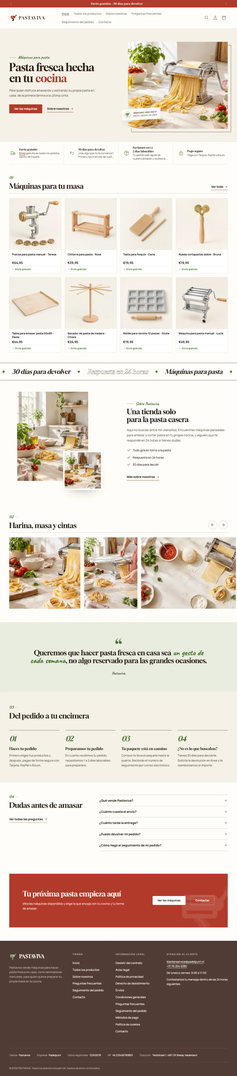 Página de inicio completa de Pastaviva