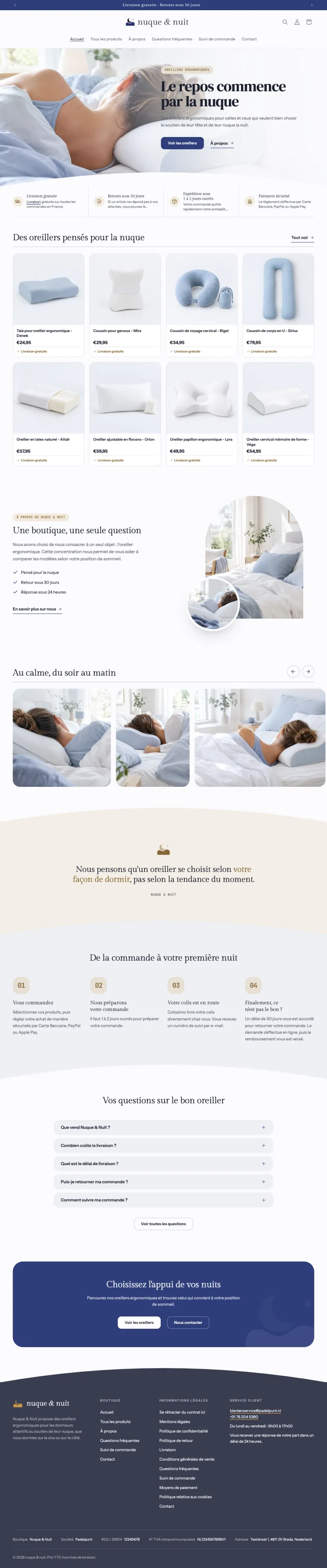 Page d’accueil complète de Nuque & Nuit