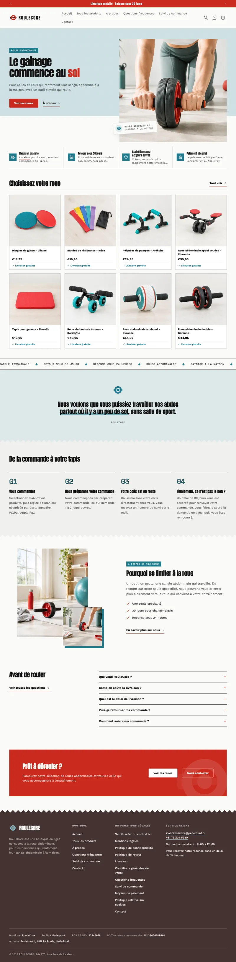 Page d’accueil complète de RouleCore