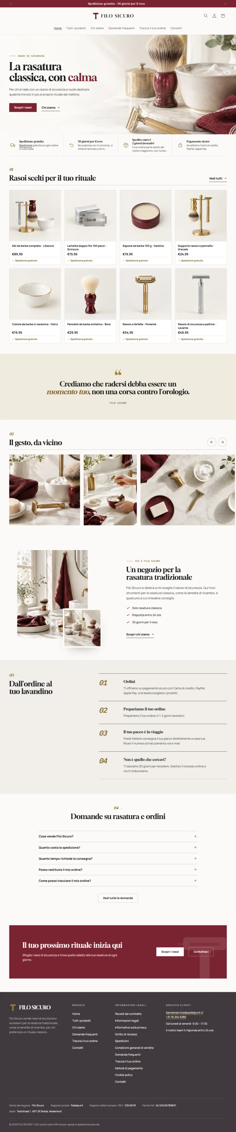 Home page completa di Filo Sicuro