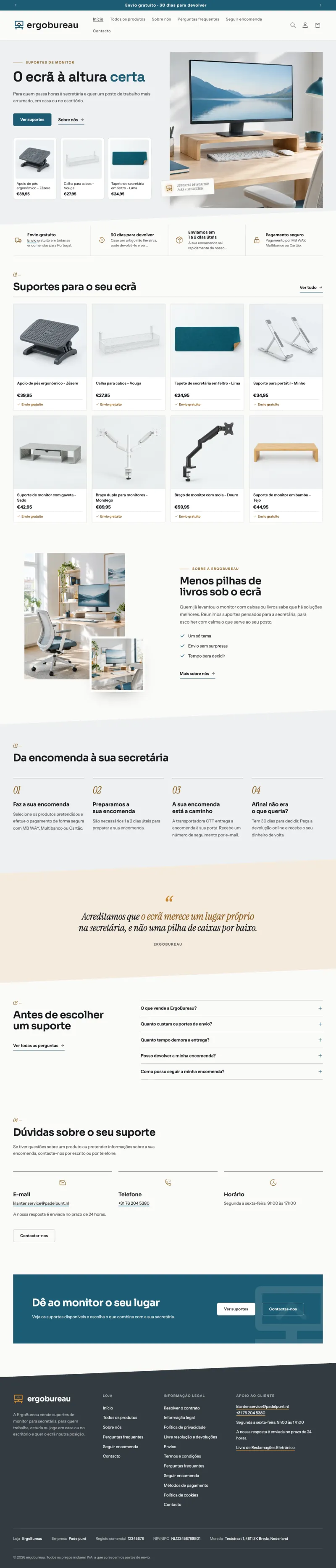 Página inicial completa de ErgoBureau