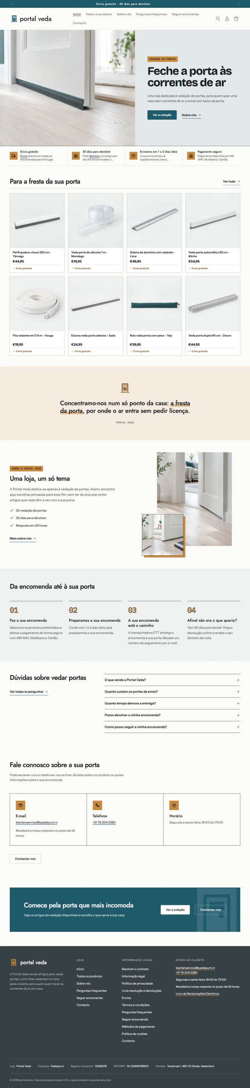Página inicial completa de Portal Veda