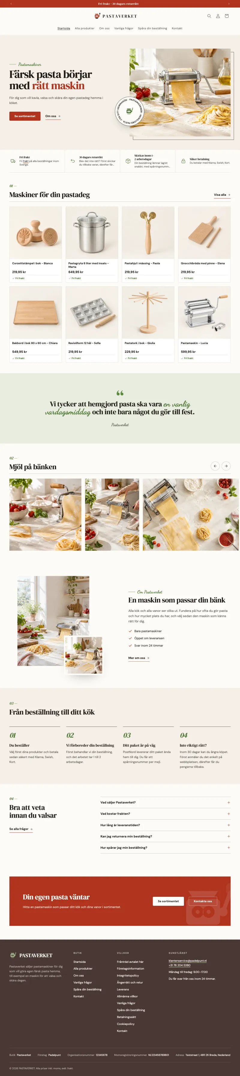Hela startsidan för Pastaverket
