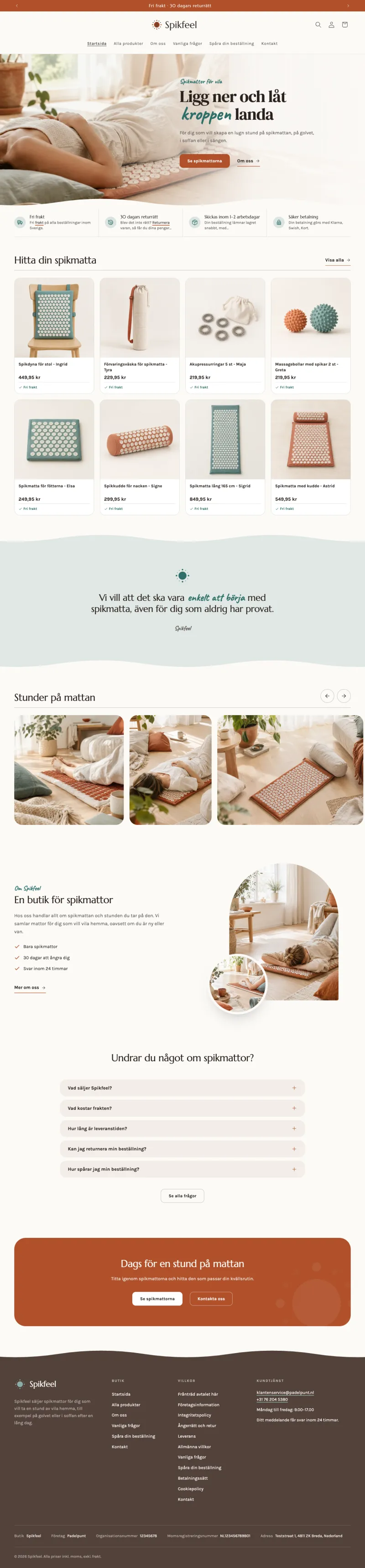 Hela startsidan för Spikfeel